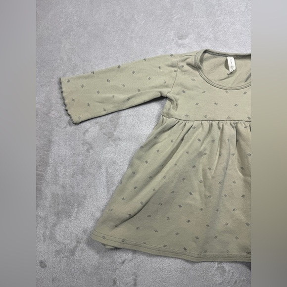 Quincy Mae 100% Organic Cotton Green Black A Line Lettuce Cuffs Dress 18-24 M - Picture 2 of 14